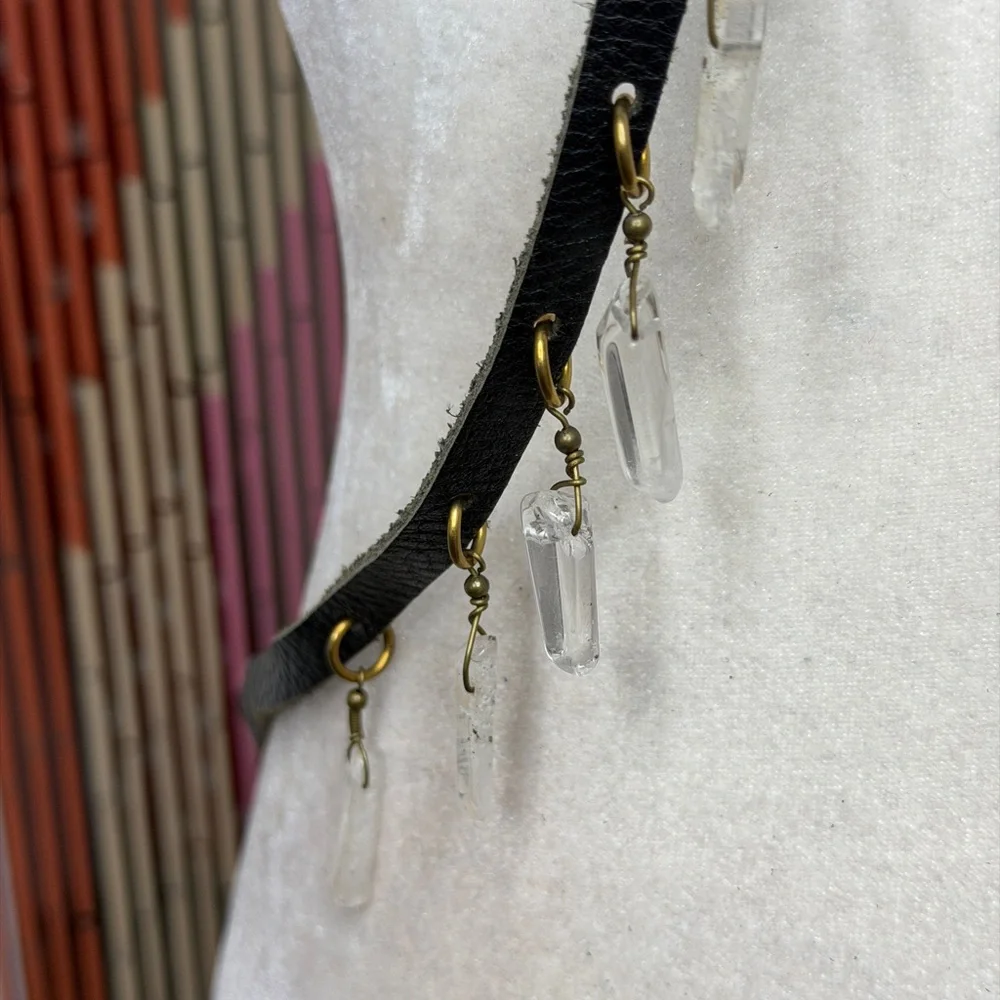 Handmade Leather Festival Body Harness with Crystals - Picture 3 of 6